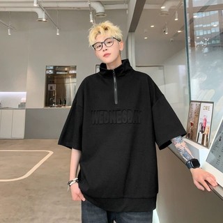 Áo chữ nổi khóa zip WEDNESDAY nam nữ đều mặc được chất form rộng chất vải tổ ong Hàn basic dễ phối đồ
