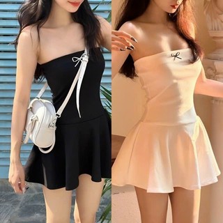 Đầm Xòe Đuôi Cá Ống Quây Nơ Nhỏ Ngắn