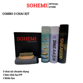 Combo 3 chai xịt tạo bọt vệ sinh giày Sneaker cao cấp chống bẩn, làm sạch và khử mùi giày lưu hương SOHEMI