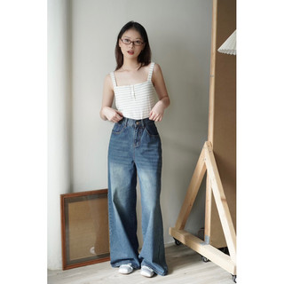 Ischii - quần jean suông nancy wide leg jean