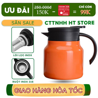 Ấm pha trà, Bình pha trà giữ nhiệt inox có lõi lọc, Phích Pha Trà dung tích 800-1000ml
