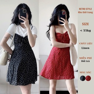 Váy 2 dây hoa nhí cách điệu kiểu pháp lưng chun tiểu thư nhẹ nhàng xinh xắn - Retrostyle - Vay2shoanhi8501_P7K3