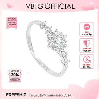Nhẫn bạc nữ vbtg bông tuyết đính đá - nhẫn bạc ta cao cấp vbtg8100