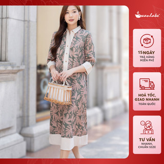 SWANLAKE | Đầm Sơ Mi Phom Dáng Suông Che Khuyết Điểm Vải Lụa Bông Thun Co Giãn Nhẹ Thấm Hút Không Nhăn - D11360LW01