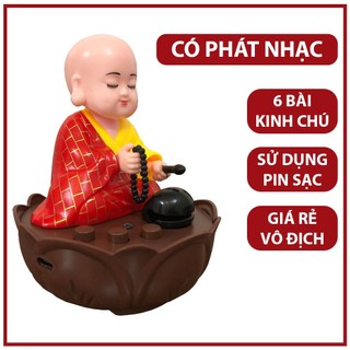  Chú tiểu gõ mõ tụng kinh có nhạc dùng pin sạc trang trí ban thờ phật để bàn làm việc chú tiểu có nhạc 6 bài kinh 