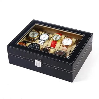 Hộp Đựng Đồng Hồ 10 Ngăn Bọc Da Pu Có Khóa Chốt Chống Trộm Chính Hãng Gobos