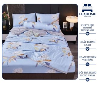 Bộ Chăn Ga Gối Lụa 4 Món Tencel Cellulose Luxhome Mềm Mịn Mát Mượt, Kháng Khuẩn, Không Co rút, Độ Bền Cao