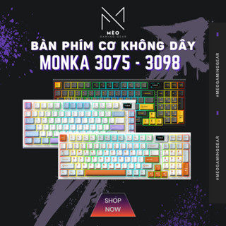 BÀN PHÍM CƠ KHÔNG DÂY MONKA 3075 - 3098 MẠCH XUÔI LED RGB MÀN LCD