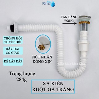 Bộ xả lavabo nhấn ruột gà nhựa abs dùng cho chậu lavabo kiếng xả kiếng ruột gà trắng chống hôi tốt