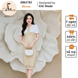 Đầm công sở CITI MODE FASHION thiết kế dáng ôm ren be phối áo trắng DH4783