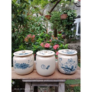   Mẫu mới  Hũ đựng muối mỡ làm mẻ đựng chè..1000ml  1300ml. gốm sứ Bát Tràng vuốt tay thủ công mỹ nghệ 