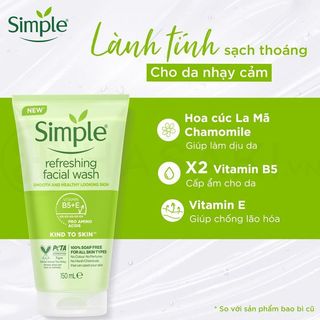 Sữa rửa mặt Simple 150ml cho da nhạy cảm