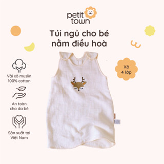 Túi ngủ chần bông cho bé hay đạp chăn, xô chần bông 4 lớp Petit Town, Túi ngủ thu đông