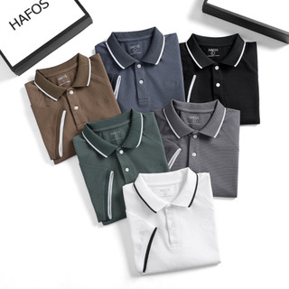 Áo polo nam hafos outline polo nam vải cotton dệt waffle cao cấp
