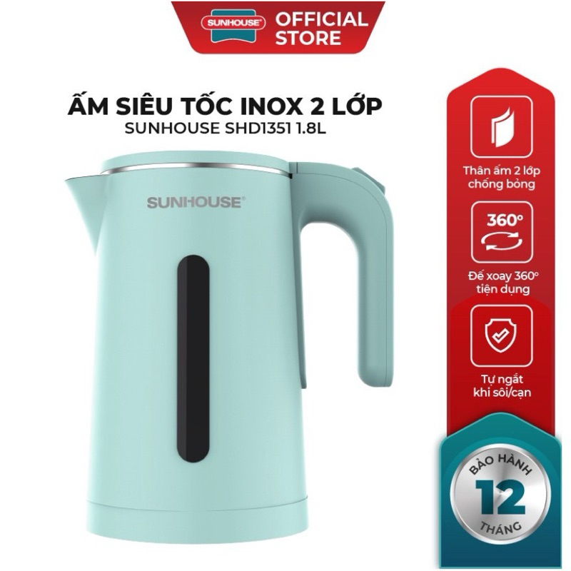 Ấm siêu tốc, bình đun nước siêu tốc Sunhouse Supor SEK083A