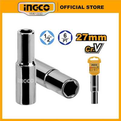 Đầu tuýp dài INGCO HHAST12323L 32mm, HHAST12273L 27mm, HHAST12213L 21mm, HHAST12193L 19mm, HHAST12173L 17mm đầu 1/2"