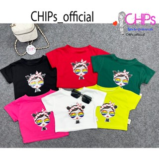 Áo Thun Cộc Tay Croptop In Hình Chipi Cực Xinh Cho Bé Gái