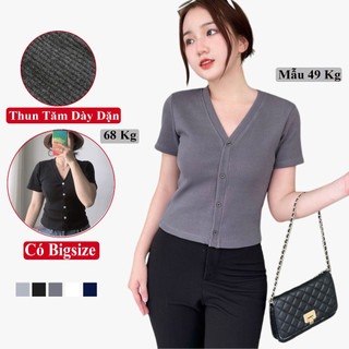Áo Thun Gân Tăm Croptop Ngắn Tay Cổ Tim Nữ Mùa Hè Madela Có Bigsize, Áo Thun Cổ V Croptop Cộc Tay Nữ