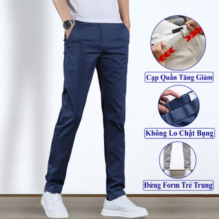 Quần Âu Nam Kaki Vicenzo Cạp Phối Dấu Chun Tinh Tế Cao Cấp, Quần Dài Kaki Nam Dáng Tây Đứng Form