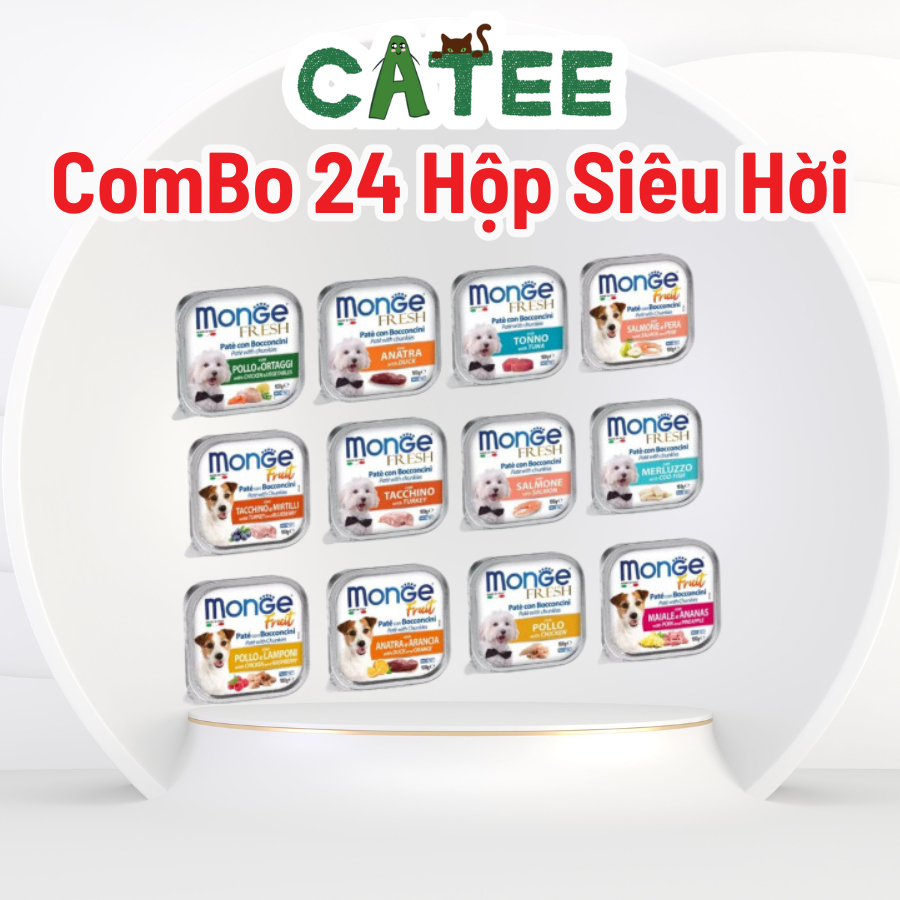 ( ComBo 24 Hộp Siêu Hời ) Pate Monge Italy Rau Củ Cho Chó Mọi Lứa Tuổi 100g
