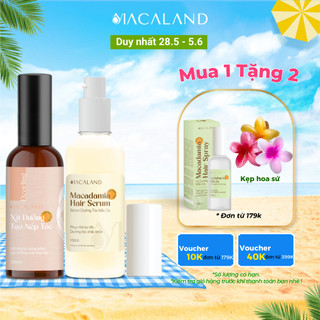 Combo Xịt giữ nếp tóc 3in1 hương nước hoa và Serum dưỡng tóc dầu Mắc Ca MACALAND 100ml tự do tạo kiểu, không lo hư tổn