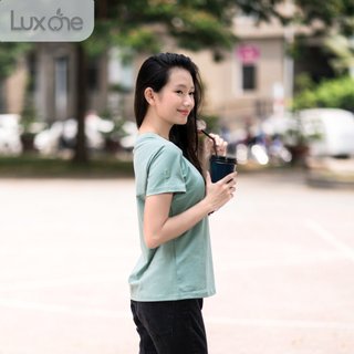 Áo thun nữ cổ tròn trơn thương hiệu LuxOne màu trơn, nhiều màu sắc