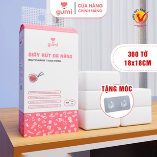 Khăn giấy rút đa năng Gumi giấy ăn rút treo tường bịch giấy 360 tờ gấu trúc siêu dai tặng móc treo