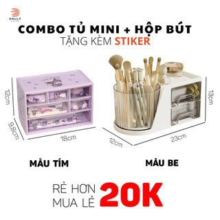 Tủ đồ mini 6 ngăn để bàn đa năng, đựng mỹ phẩm, dụng cụ học tập có thể xếp chồng lên nhau với 4 màu sắc Dolly House