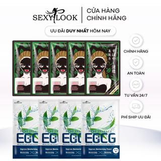 Combo 9 Mặt Nạ Trà Xanh Mix Tràm Trà SEXYLOOK Giảm Mụn Dầu và Dưỡng Sáng Da (9 miếng x 25ml)