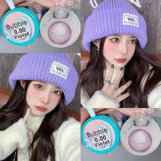 [ Lens Tím ] Kính Áp Tròng Bubble Violet 0 Độ Hot Trend Douyin Tiktok Giãn vừa Size M