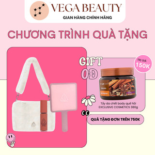  Set Son 3CE kèm gương cầm tay và túi đeo vai, son kem dòng Velvet Lip Tint minisize 1.5g màu Walk n Talk