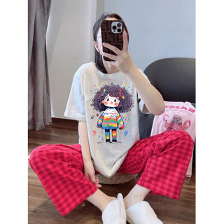 Đồ bộ dài mặc nhà, đi chơi . Set bộ dài áo thun cotton, quần caro lưng thun thời trang.