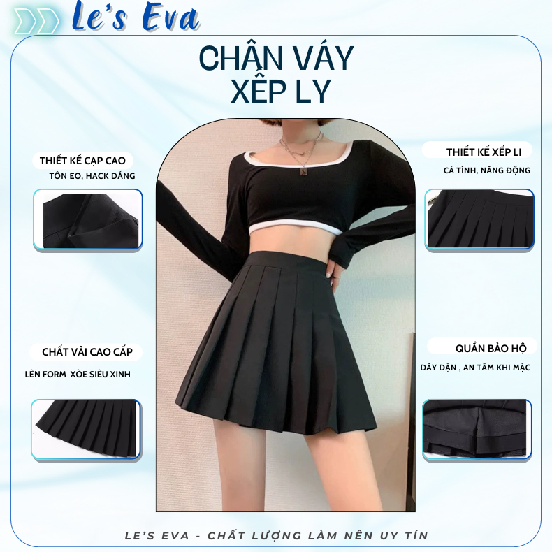 Chân váy ngắn xếp li dáng xòe phong cách Hàn quốc, váy tennis nhiều màu F001 - Le's Eva | BigBuy360 - bigbuy360.vn
