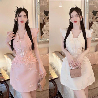 Đầm thiết kế dự tiệc đính kết 2 màu(hàng khâu tay chắc chắn không phải đính keo)