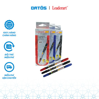 [Mực không xóa được]Hộp 10 bút dạ dầu(dạ kính) 2 đầu nhỏ LeaderArt UNID LA108, chống nước, hóa chất
