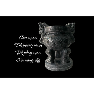 Lư hương, bát nhang thờ cúng chạm rồng đặt bàn thờ, mộ đá vân đen