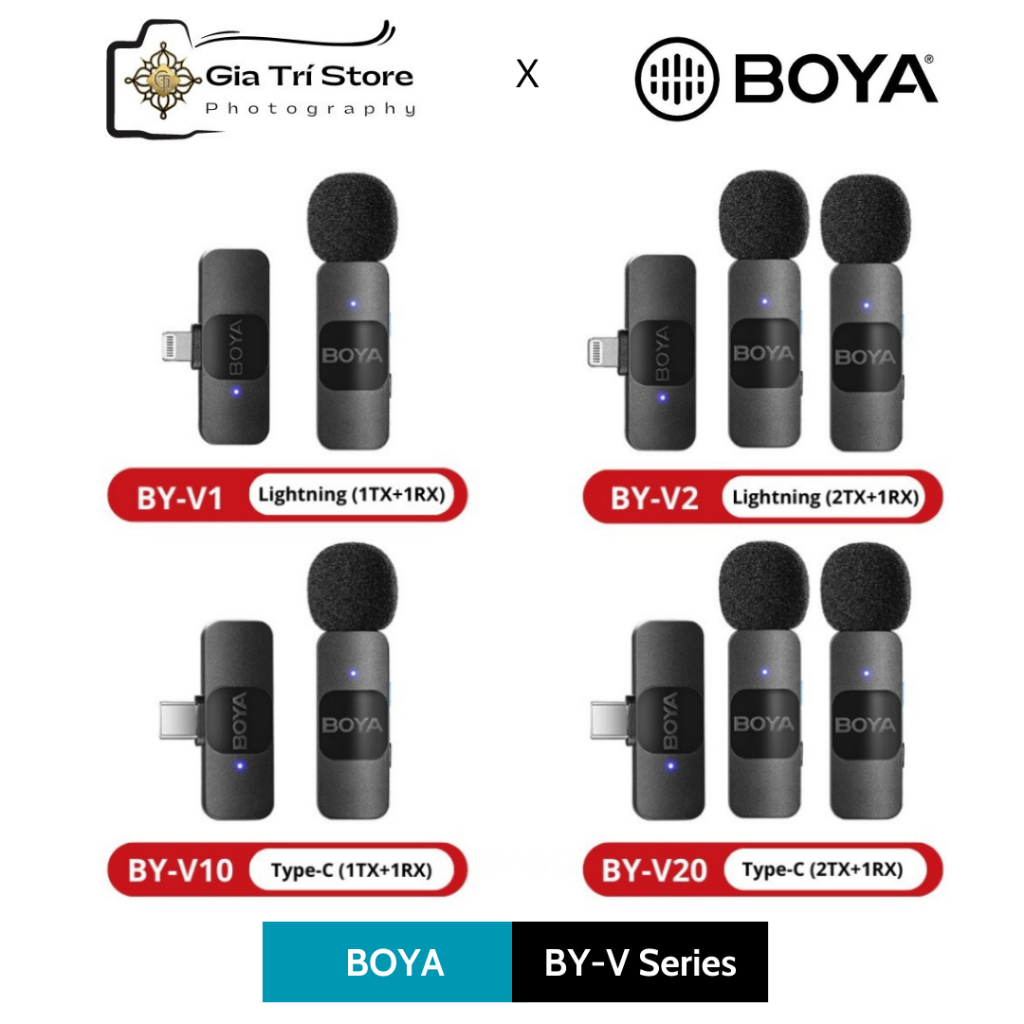 BOYA BY-V1 / BY-V2 / BY-V10 / BY-V20 - Mic Thu Âm Không Dây 2.4Ghz Cho Điện Thoại - Hàng Chính Hãng / Bảo Hành 2 Năm