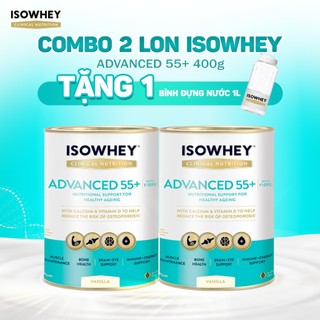 Combo 2 lon Sữa ISOWHEY ADVANCE 55+(400G) Dinh Dưỡng Cao Cấp Chuyên Biệt Cho Người Trên 55 Tuổi,Tặng kèm bình nước