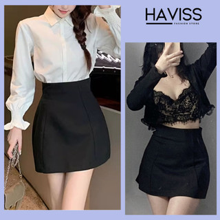 Chân váy vải chữ A Haviss cạp con ong lưng cao xoè phồng may ly giữa có quần bảo hộ tôn dáng cao cấp