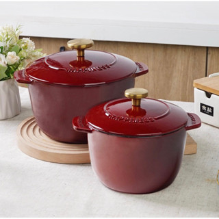 Nồi gang nhỏ phủ gốm tráng men 16cm, 20cm HAPPINESS