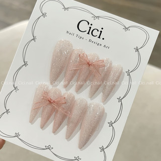 🎀cici.nailbox🎀 nailbox thiết kế nơ xinh nhũ flash hồng bắt sáng c106 by cici.nailbox