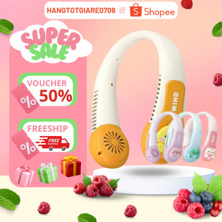 Quạt đeo cổ không cánh hình thú wind 3d, quạt treo cổ sạc tích điện usb dung lượng pin lớn, 3 tốc độ gió mạnh