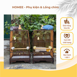 Khung Lồng chim Hút mật Lồng khuyên Gỗ mun đuôi công rộng 23cm cao 42cm giá rẻ tặng kèm phụ kiện Homee