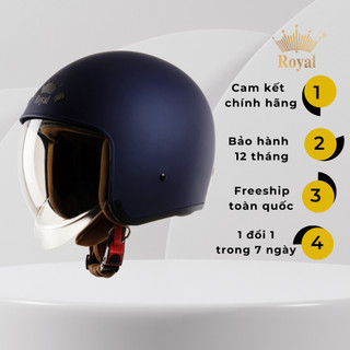 Mũ bảo hiểm 3/4 kính âm Royal M139 xanh mực nhám size M L XL