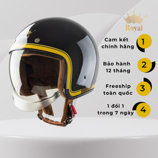 Mũ bảo hiểm 3/4 kính âm Royal M139 Tem V10 đen bóng size M L XL