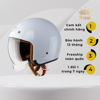 Mũ bảo hiểm 3/4 kính âm Royal M139 trắng bóng size M L XL, bảo hành 12 tháng