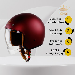 Mũ bảo hiểm 3/4 kính âm Royal M139 đỏ đô nhám đi xe máy, size M L XL