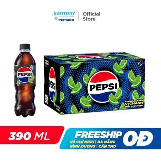 Thùng 24 Chai Nước Ngọt Có Gaz Pepsi Vị Chanh Không Calo (390ml /chai)