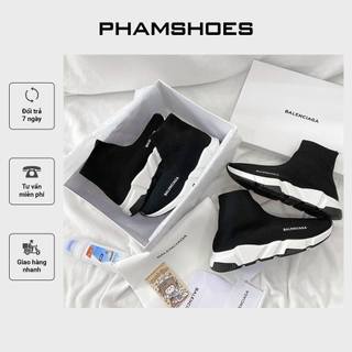 Giày Thể Thao Đen Cổ Chun Nam Nữ, Giày Sneakers Cao Cổ full bill box