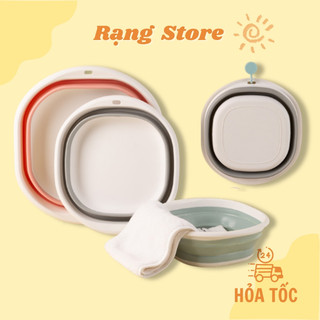Chậu gấp gọn đa năng thau rửa mặt, chậu tắm cho bé tiết kiệm không gian có thể mang đi du lịch Nemby